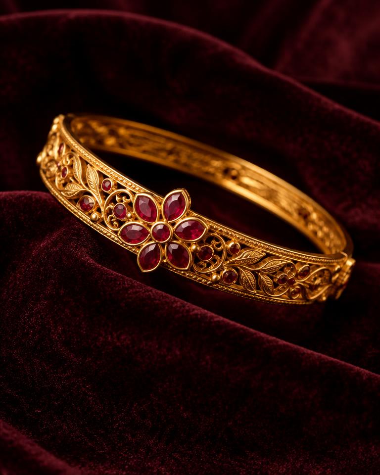 Ruby Flower Bangle