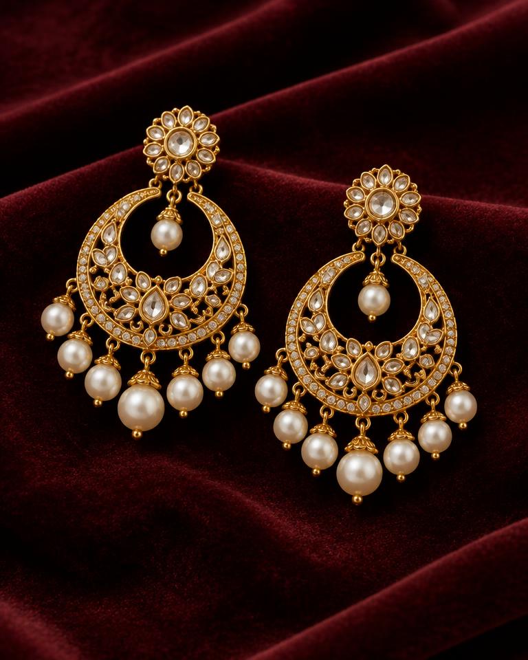 Pearl & Gold Chandbali
