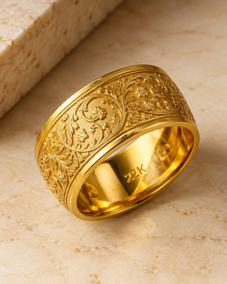 Classic Carved Wide Ring